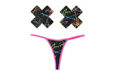 Neva Nude Graffiti Neon Womens G String & X Pastie Set G-Strings, Panties and Shorts
